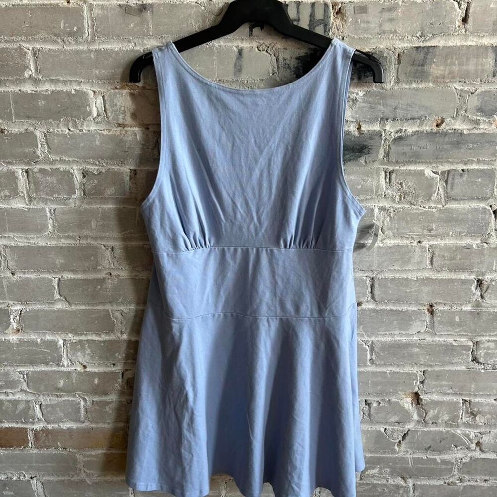 NWT Aerie Real Good Skater Dress XXL Light Blue Scoop Neck Low Back Flare Dress